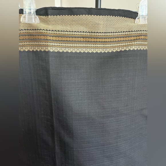 Fabindia handloom 100% cotton black & beige saree sari w stunning palloo - New - Picture 9 of 15